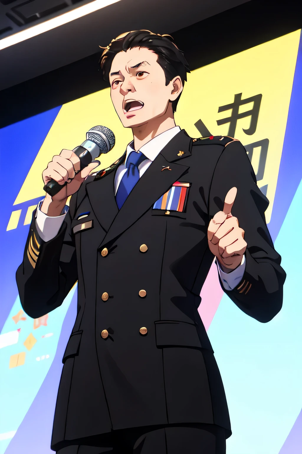 Huaxia University of Science and Technology,Military theory course professor-level lecture。A thin middle-aged man,He was speaking passionately on stage。