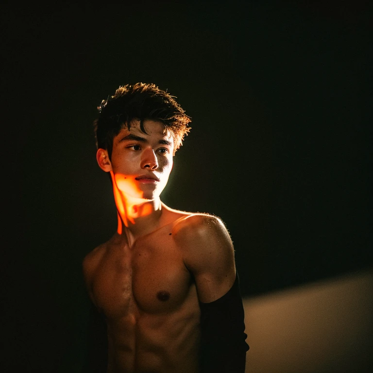 (photo of an 18 year old guy, posing nude), (Highly detailed face:1.4) (smile:0.7), penis, slender bodyсложение, slender body, cute boyish face, (dark background inside, capricious, private study:1.3),, film stock photography ,4 portrait codes 400 ,camera f1.6 lenses ,Rich colors ,hyperrealistic ,realistic texture, dramatic lighting , film studio 800,