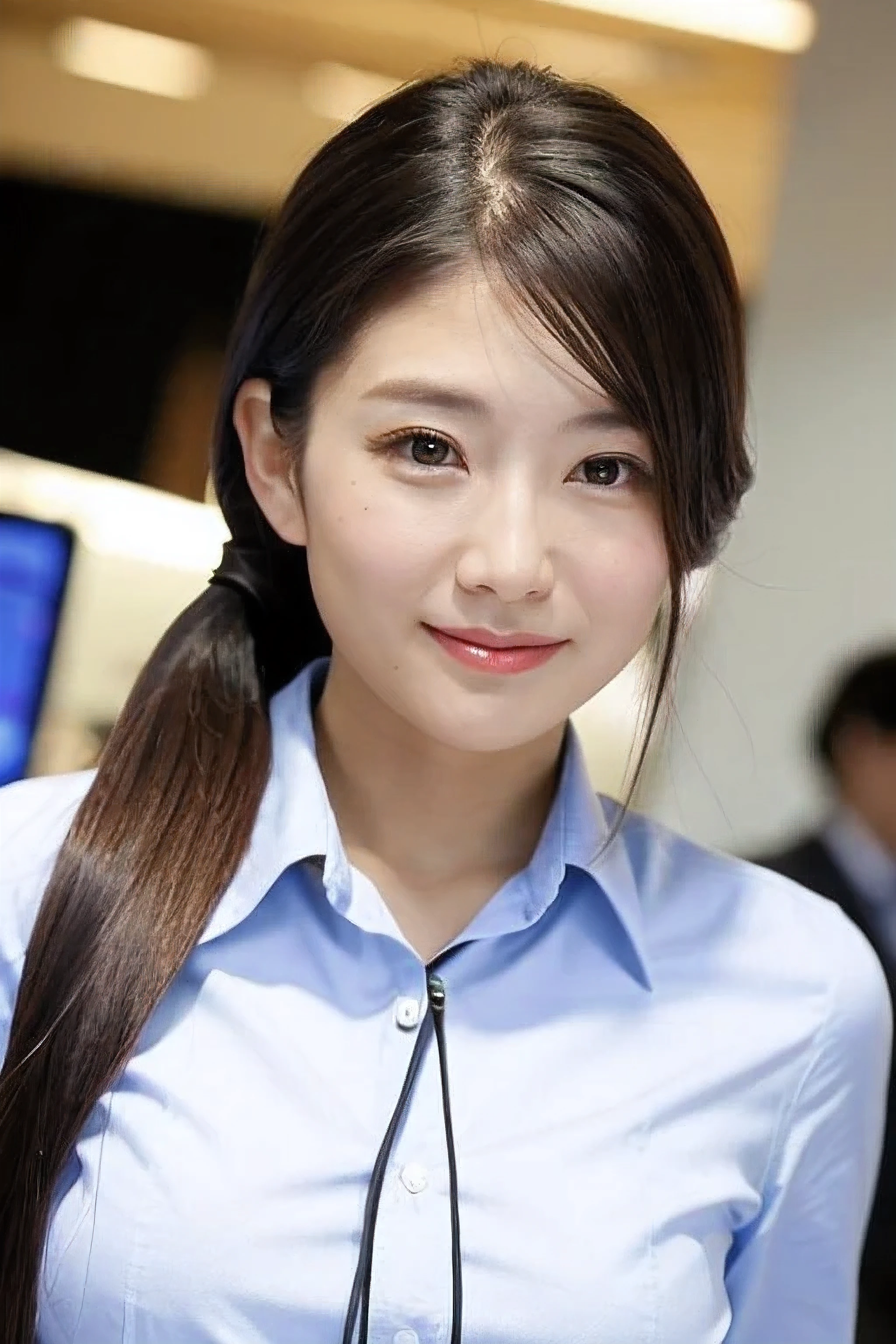 ((highest quality)), ((masterpiece)), (become familiar with), Perfect face office worker japanese woman 30 generations Office Casual Hairstyles Cafe