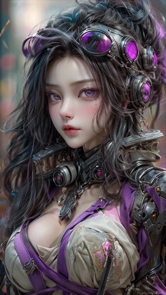 ((highest quality)),(ultra high resolution),(Super detailed),(detailed description),((best CG)),(best work of art),super precision art,great drawing art,(Modern art with precise details:1.5), (1 woman:1.6),beautiful and well-shaped face:1.6,makeup:1.3,((Punk fashion depicted in precise detail:1.5)),