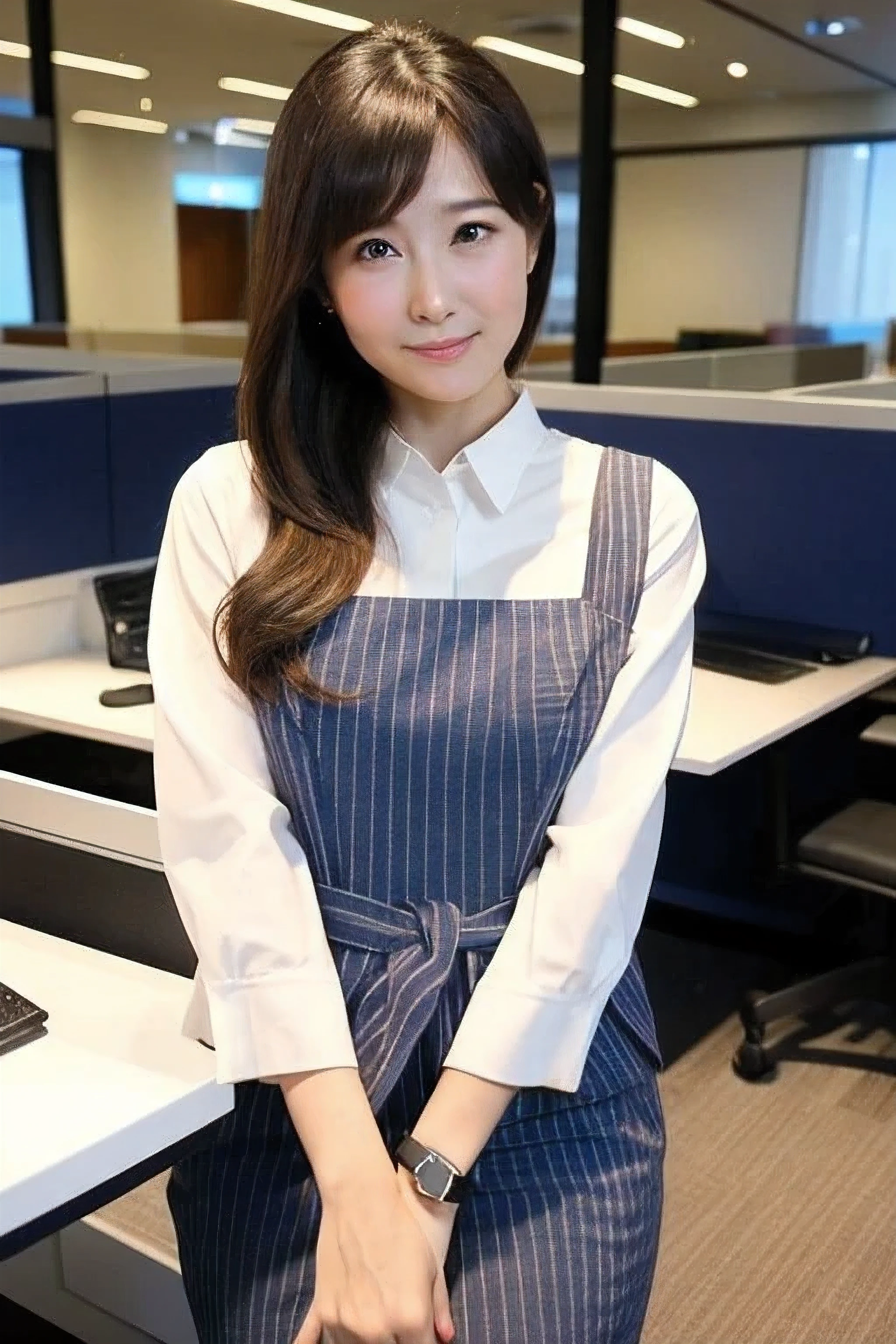 ((highest quality)), ((masterpiece)), (become familiar with), office worker japanese woman 20 generations Office Casual Hairstyles Cafe Marunouchi OL
