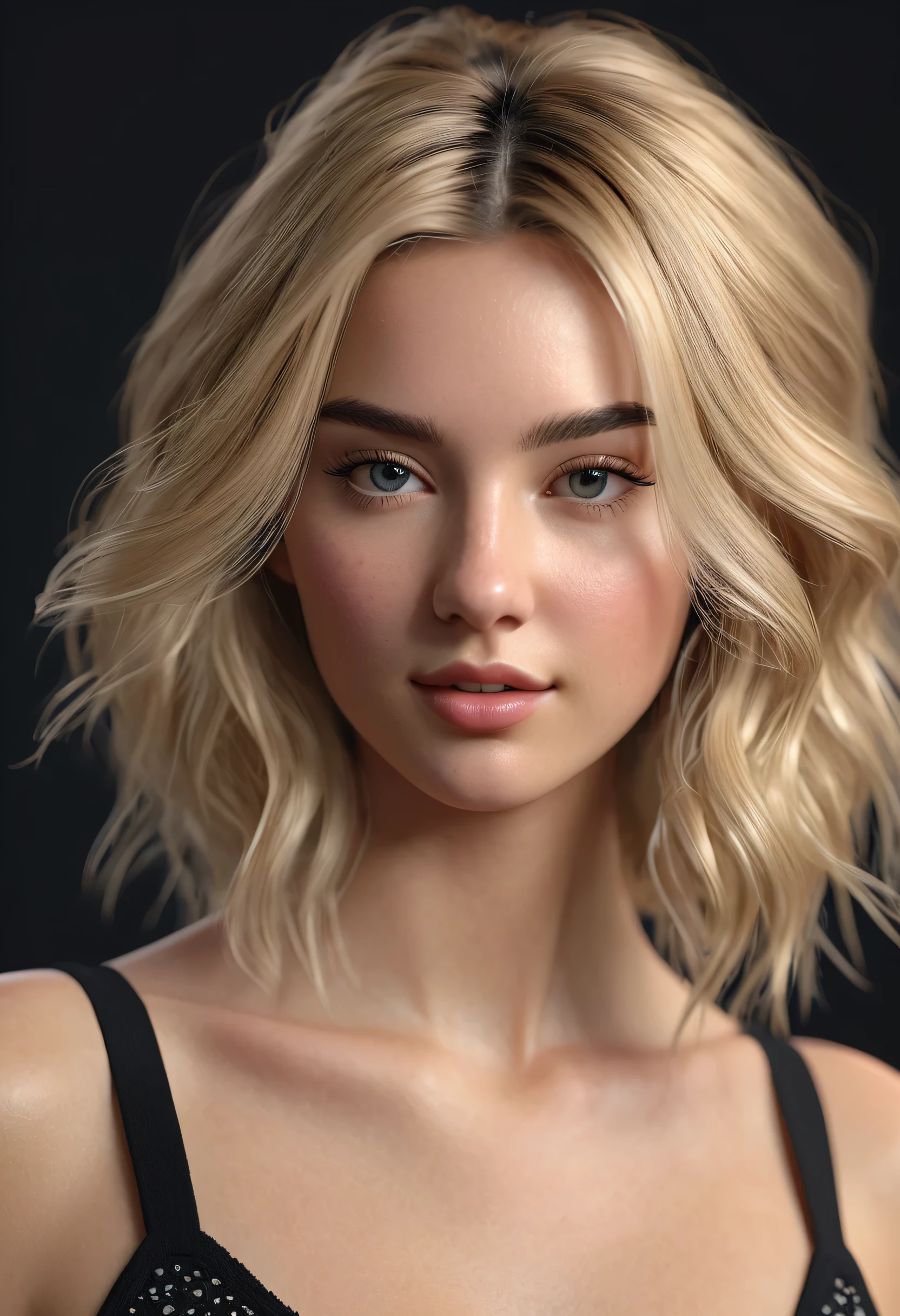 Photorealistic of an insanely beautiful woman, Kate 19 y.o. with blonde hair, in the style of panasonic lumix s pro 50mm f/1.4, celebrity images mashups, soft realism, barbiecore, unreal engine 5, 32k uhd, luminous quality, swiss realism, niji 5