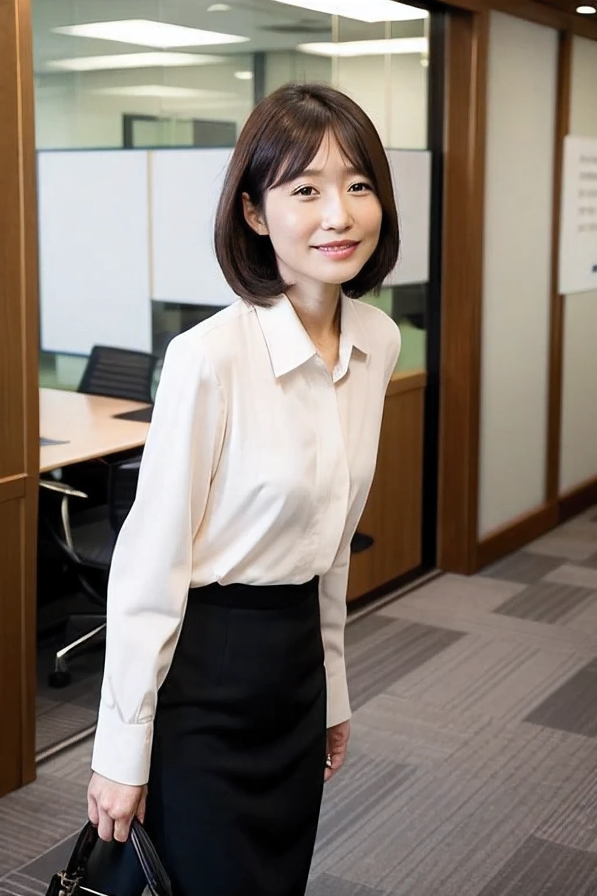 ((highest quality)), ((masterpiece)), (become familiar with), office worker　japanese woman　40 generations　office casual　Hairstyle　Boardroom　Marunouchi OL