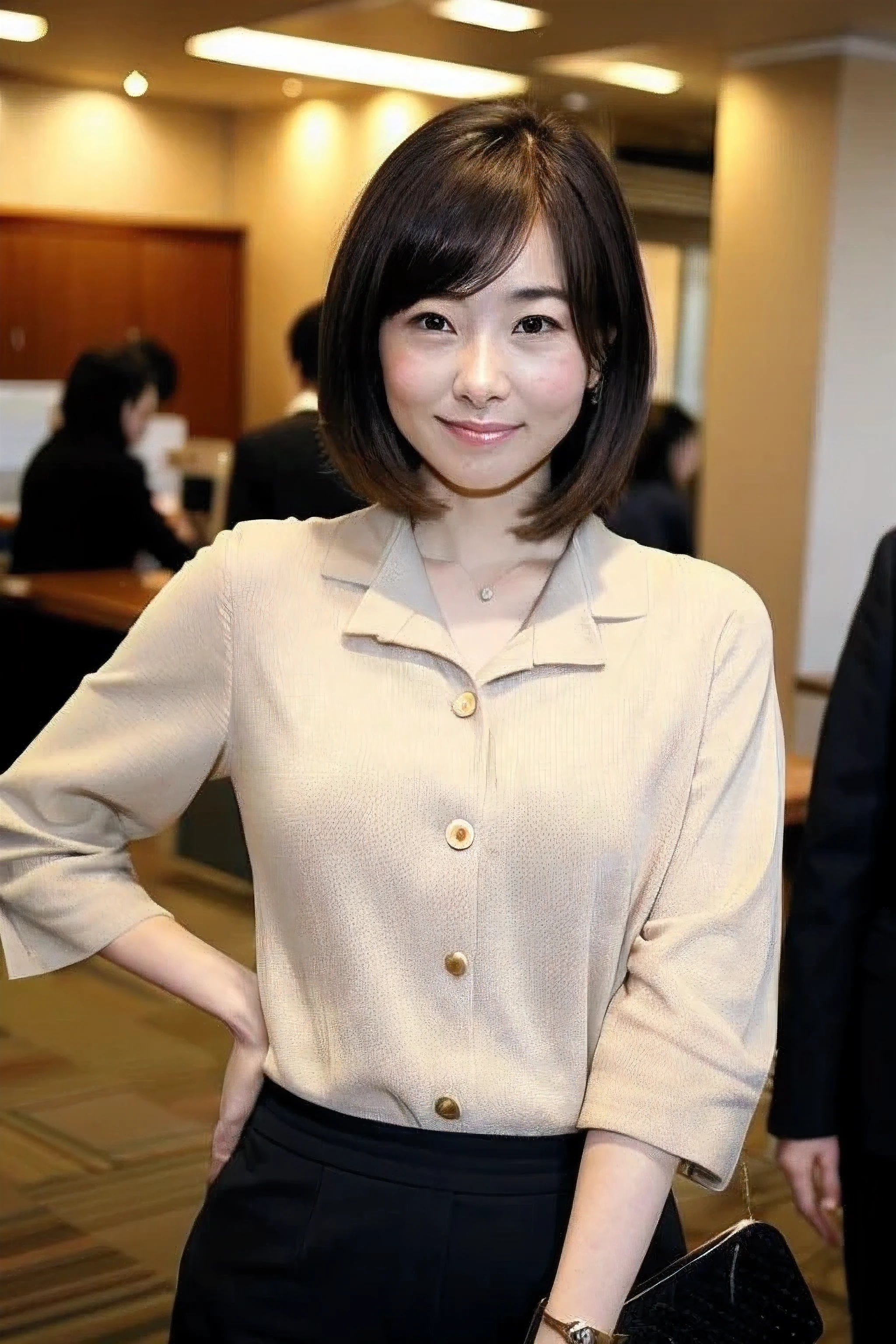 ((highest quality)), ((masterpiece)), (become familiar with), office worker japanese woman 40 generations office casual Hairstyle hotel room Marunouchi OL