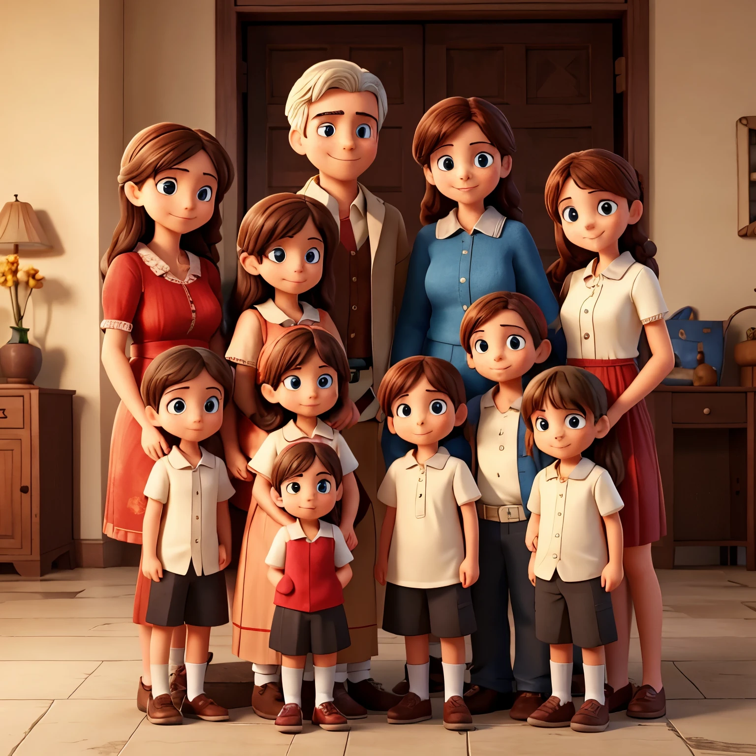 family containing seven people consisting of mother, two older sisters, two older brothers and one younger brother 