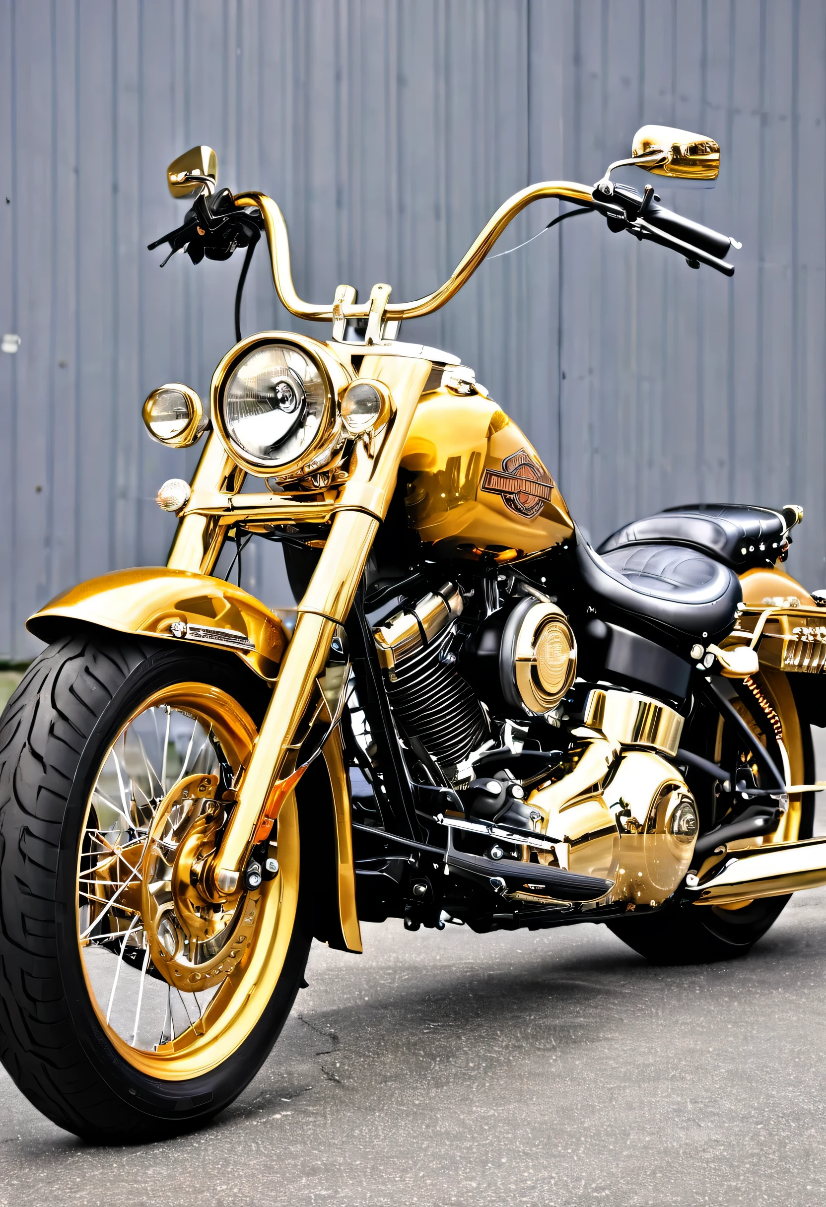 golden Harley-Davidson cruiser
