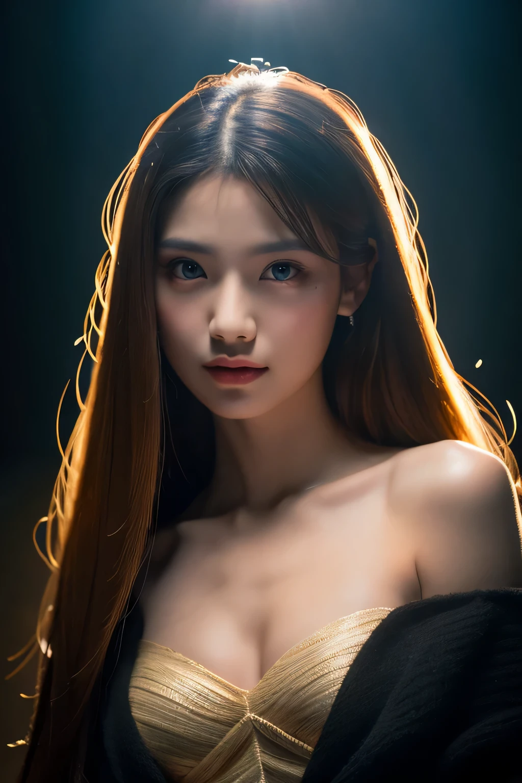 highest quality, masterpiece, expensive_response, 1 girl, hair ornaments, neck response, jewelry, beautiful face, to the body, Tyndall effect, Realistic like photograph, Dark studio, rim lighting, two-tone lighting, (expensive detailed skin:1.2), 8K uhd, Digital single-lens reflex camera, soft lighting, expensive quality, volume lighting, Frank, photograph, expensive responseolution, 4k, 8K, Bokeh, medium breasts, open fingers,