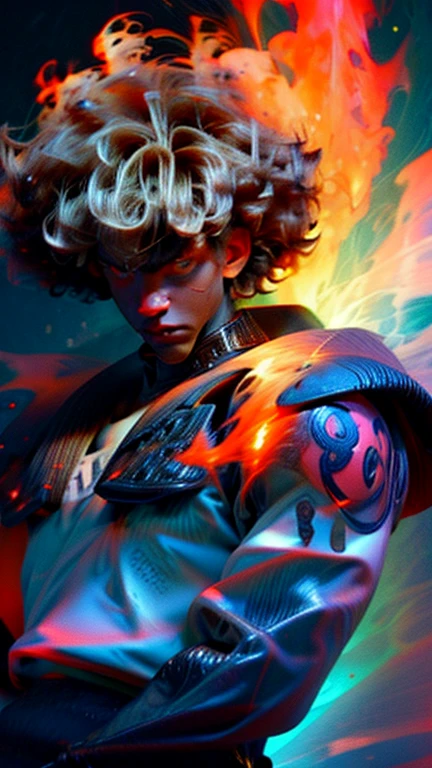 a close up of a person with a black face, Afro American man, black curly Afro, muscular, God, Face resembling Rhea Ripley, Flame Aura, anime art wallpaper 4 k, high resolution, beast form,anime art, black man, glowing eyes, muscular,badass anime 8 k, anime epic artwork, 4 k manga wallpaper, ultra hd anime wallpaper