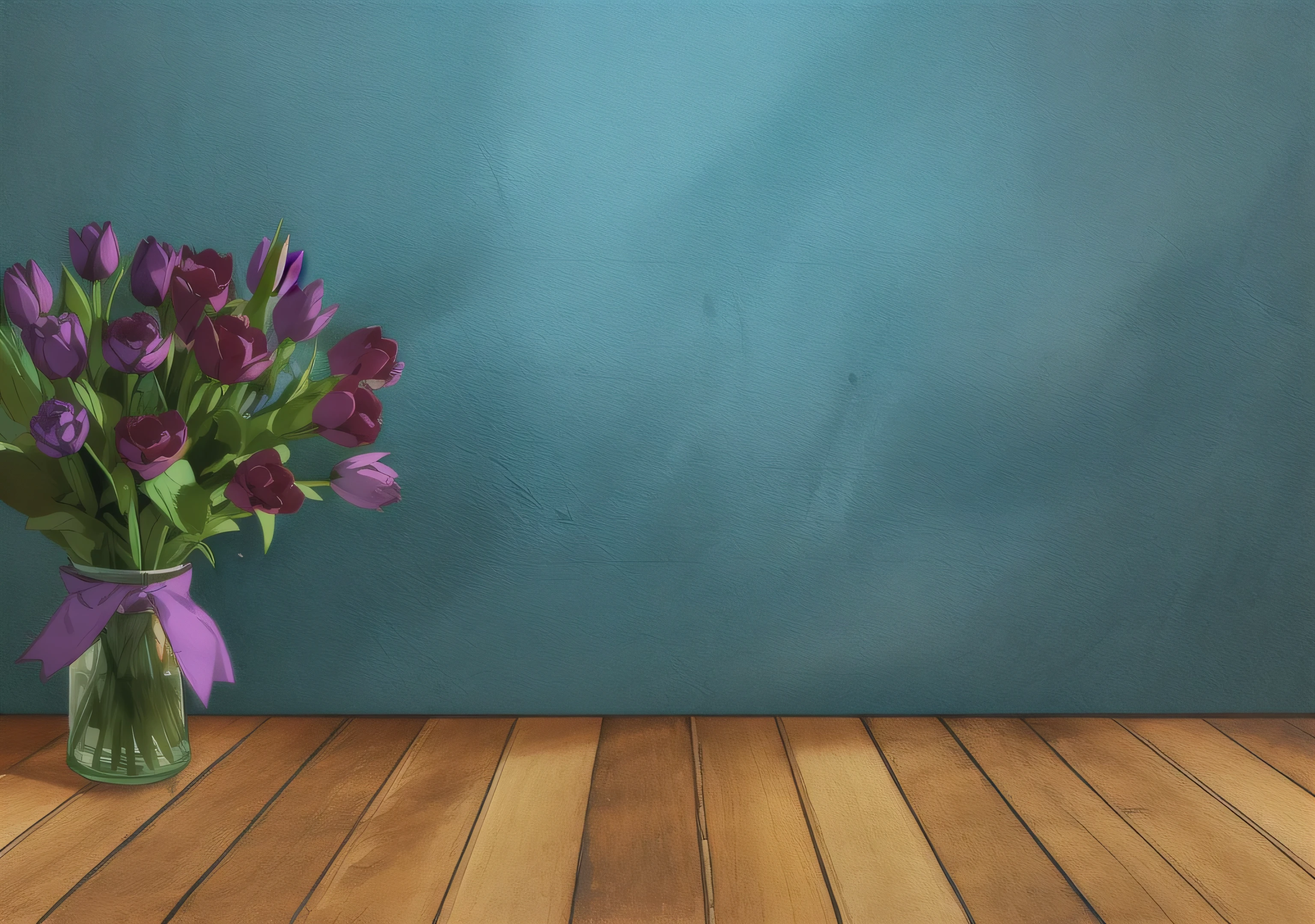 there is a vase with purple flowers on a wooden table, photo studio background, teal studio backdrop, still life photo of a backdrop, flowers in background, interior background, stylishly designed background, classroom background, stylized background, personal room background, istock, plain studio background, flower background, colorized background, isolated background, studio background, flowers background