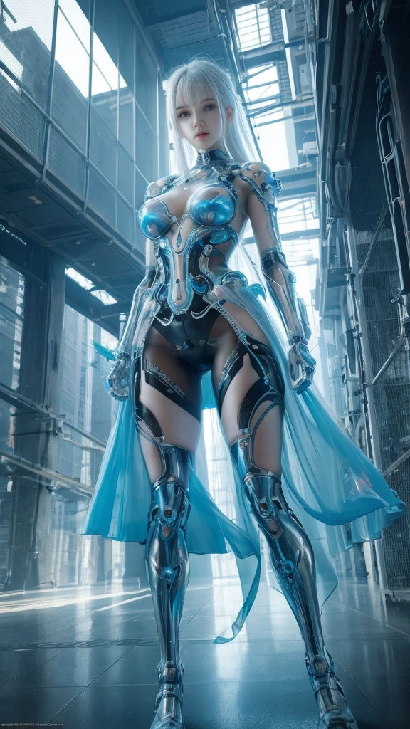 Translucent ethereal mechanical girl,Futuristic girl,Mechanical joints,futuristic urban background,ModelShoot style, (Extremely detailed Cg Unity 8K wallpaper), The beauty of abstract stylization,,surrealism, 8K, Super detail, Best quality, Award-Awarded, Anatomically correct, 16k, Super detail,
