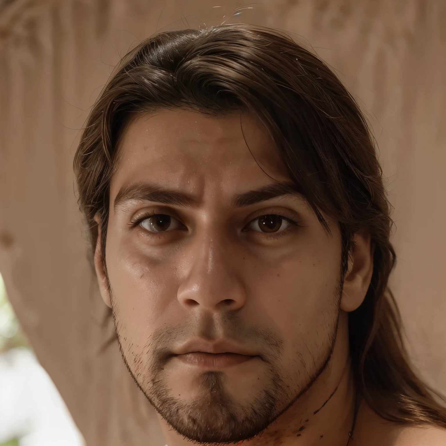 Quero que vc fassa um homem de cabelo cacheado moreno com rosto meigo