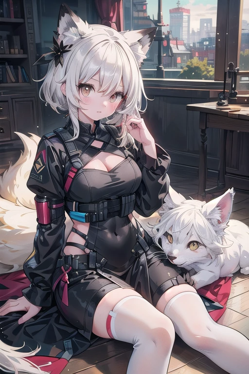 (solo:1.3), (1 girl),white hair, short hair, (black silk stocking:1.25), shoes , black sports bra , cropped jacket , short shorts, (heterochromia ), ((cat ears)),big breasts,adult lady like woman, light blush,
in the cyberpunk city, indoor,Esports computer desk,Esports chair,computer,Many computer screens
best quality, masterpiece, highly detailed, ultra-detailed, wallpaper, absurdres, 8k wallpaper, extremely detailed CG unity 8k wallpaper, finely detail, best shadow, detailed light, extremely detailed CG, depth of field, best quality
full body, Depth of field,Panorama
wallpaper, incredibly absurdres, an extremely delicate and beautiful, extremely detailed, extremely detailed CG unity 8k wallpaper, best quality, Depth of field, finely detail, best shadow, detailed light, masterpiece, ultra-detailed, best quality, highly detailed
game cg, artbook, original,Cinematic Lighting, illustration
exquisite facial features, prefect face,an extremely delicate and beautiful, extremely detailed eyes and face,Extremely detailed eyes,