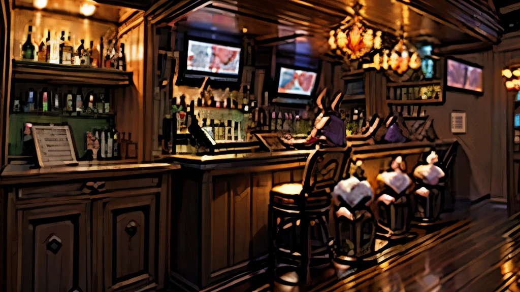 high resolution,anime,beautiful scene of bar,Japanese style,((Rabbit bar:1.3)).