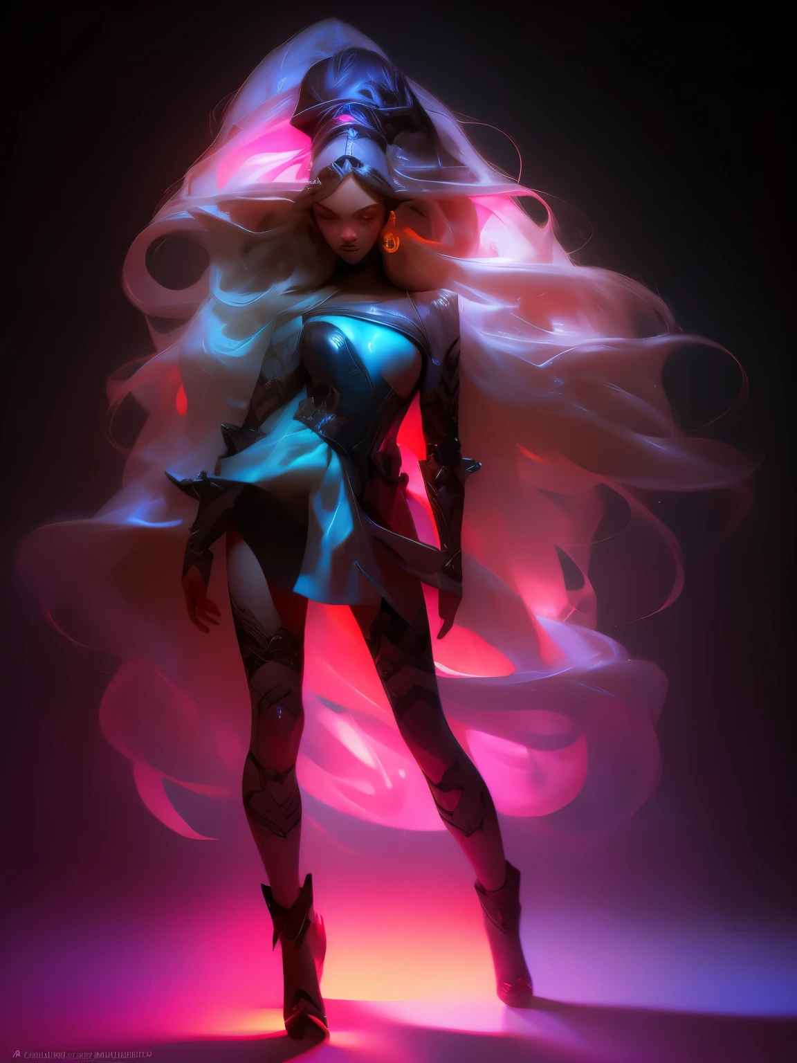 Chiaroscuro technique is flawlessly executed on a sensual illustration of an elegant, retro, and vintage Kha'Zix from League of Legends. This masterpiece, akin to a matte painting, showcases the combined artistic prowess of Hannah Dale and Harumi Hironaka. The artwork boasts extremely soft colors, creating a vibrant and pastel atmosphere that is highly detailed and mesmerizing. Crafted as a digital artwork, it exhibits a masterful use of the high contrast and dramatic lighting characteristic of the chiaroscuro technique. Every element in this refined composition has been meticulously rendered, resulting in a tonal balance that adheres to the principles of the golden ratio. The final result is an awe-inspiring and unforgettable piece of art.