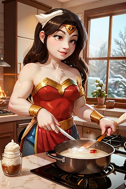 snow white wonder woman cooking icecream