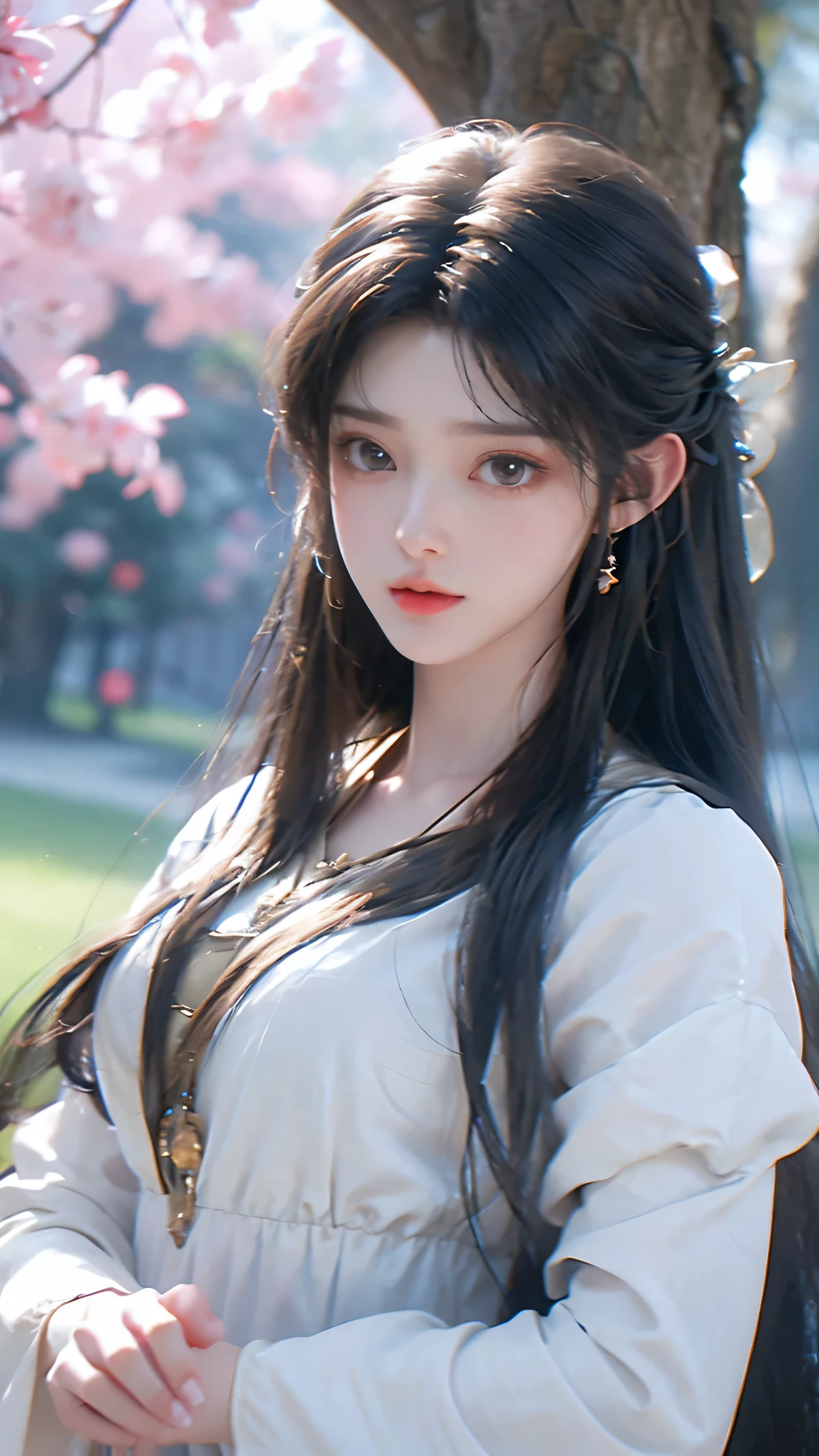 girl with、Walk among fairies dressed in bright white clothes and wearing beautiful reality、Ultra-detailed and precise、high-level image quality、Masterpeace、Best Quality、ultra -detail、blue eyess、