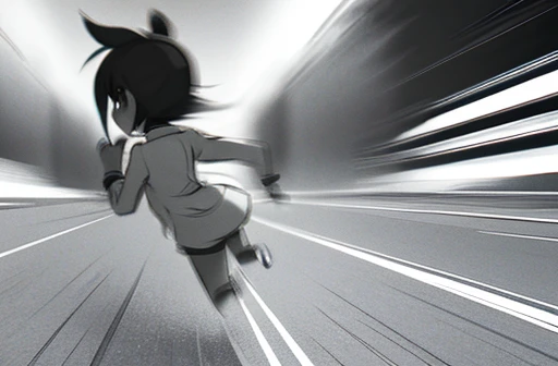there is a drawing of a woman holding a pair of scissors, sketch of a lucid dream, intoxicatingly blurry, animatic, stylistic blur, [ conceptual art ]!!, blurry and dreamy illustration, motionblur, blurry and glitchy, rough sketch, some background blur, the anime girl is running, black and white manga panel, deblur