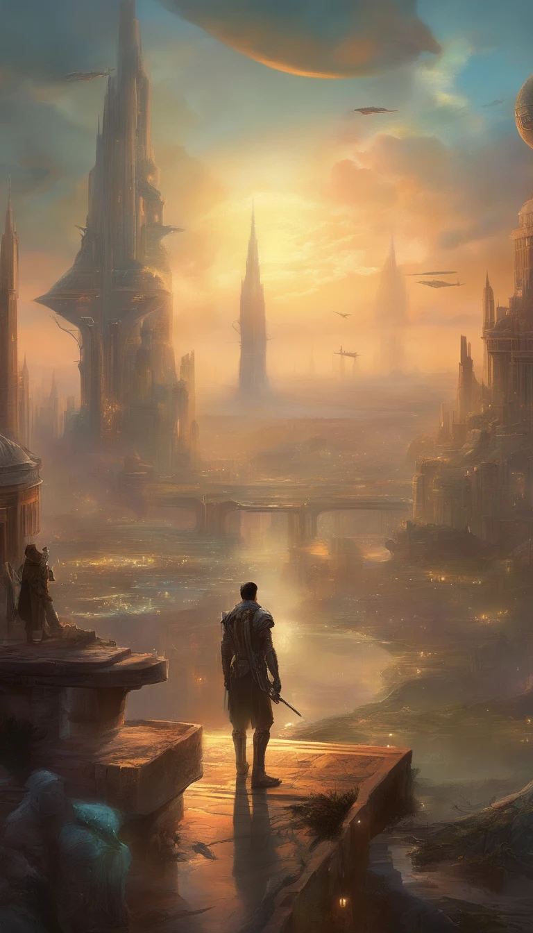 creates a perfect, realistic, and flawless image of a man in a futuristic city with robot zombies. observation shy image of good quality and good appearance, without imperfections