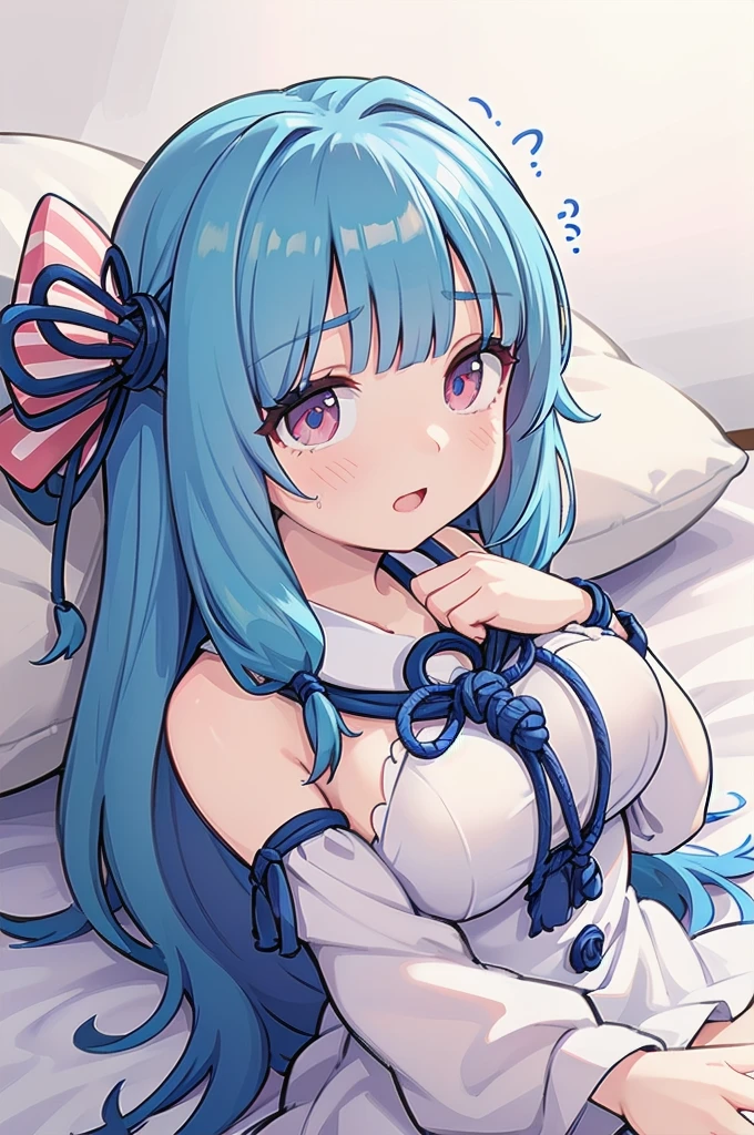 (((full body))), (highest quality:1.2), alone, 1 girl, kotonoha aoi, ((blue hair)), smile, looking at the viewer, hair ribbon, white dress, removed sleeve, wide sleeve, bare shoulders,  (((spread legs onbed))),(((vaginal,sex))),(((cum in pussy))),(((from above))), (((lying on bed))),(((white bed sheet))),(((lie on the pillow))),(((perfect anatomy))),(masterpiece:1.0),(Highest_quality:1.0),detailed,highly detailed,ultra detailed,extremely detailed CG,super high resolution,4k,super detailed, photograph,high resolution,8K,HDR,Highly detailed CG Unity 8k wallpaper,super detailed skin,detailed beautiful eyes,detailed beautiful face,detailed beautiful face and eyes,very detailed background,perfect,lighting,colorful, bright_front_face_lighting,shiny skin,(highly detailed background),looking at the viewer,(Focus on her face), solo, upper body, looking at viewer, upper angle, perfect quality, good quality, masterpiece, HDR, UHD missionary position,masterpiece,best quality,detailed,highly detailed,ultra detailed,extremely detailed CG,high resolution,8K,super detailed skin, ((detailed beautiful eyes)),detailed beautiful face,detailed beautiful face and eyes,very detailed background,highly detailed background,(front view),(((super big breasts))),looking at viewer,The girl&#39;s breasts aren&#39;t exposed at all., You can clearly see that she has very large breasts.,((kawaii)),((orgasm face)),