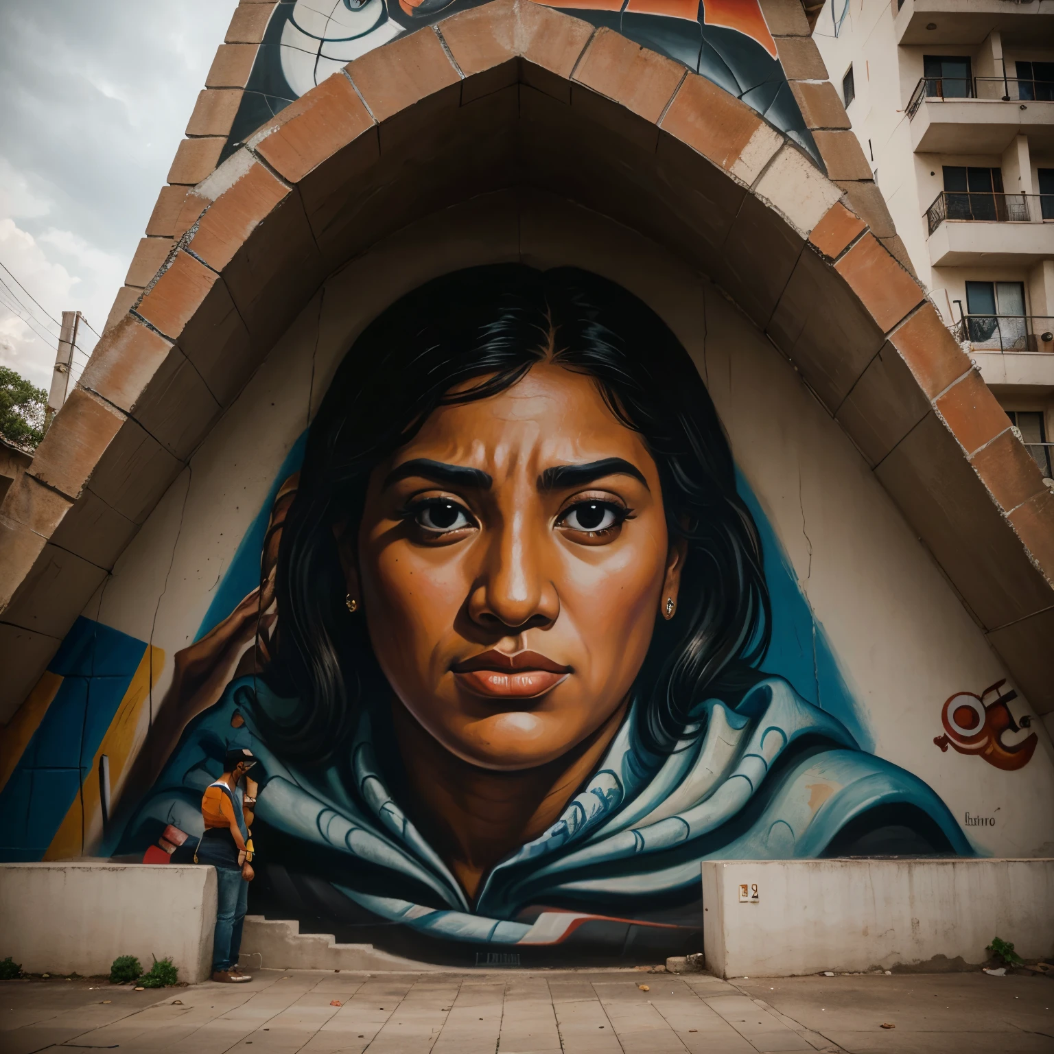 A work of muralist art like those of José Clemente Orozco