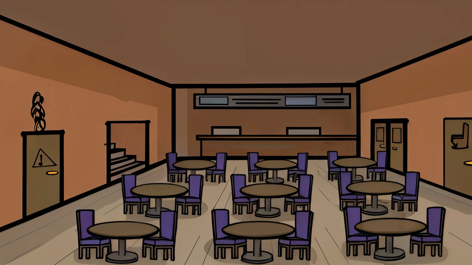 dibujo animado de un salon de clases con mesas, sillas y un piano, detailed an empty jazz cafe, Antecedentes del salon de baile, Antecedentes del comensal, fondo de taberna, fondo de salon de baile, Trasfondo de trastienda, Fondo de bar clandestino, restaurante!, fantasy fondo de taberna, escena de fondo aleatoria, fondo acogedor cafe, fondo del aula, an illustration of a bar/salon, cafe interior, arte de fondo interior, Club nocturno