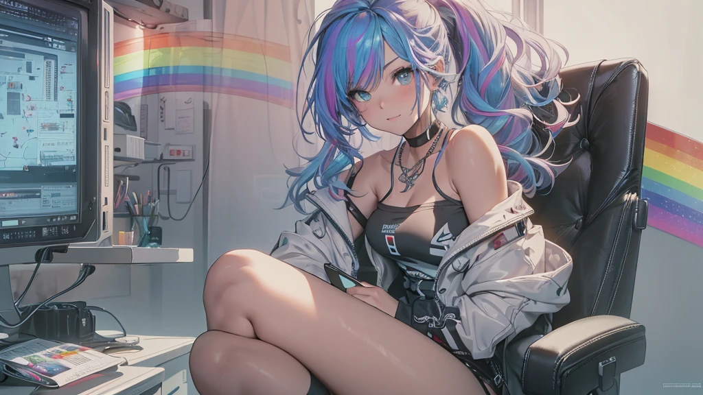 showing panties,1girl,cameltoe,pussy line,nipples visible through clothes,bob hair,pussy juice stain,saliva trail,cyber punk