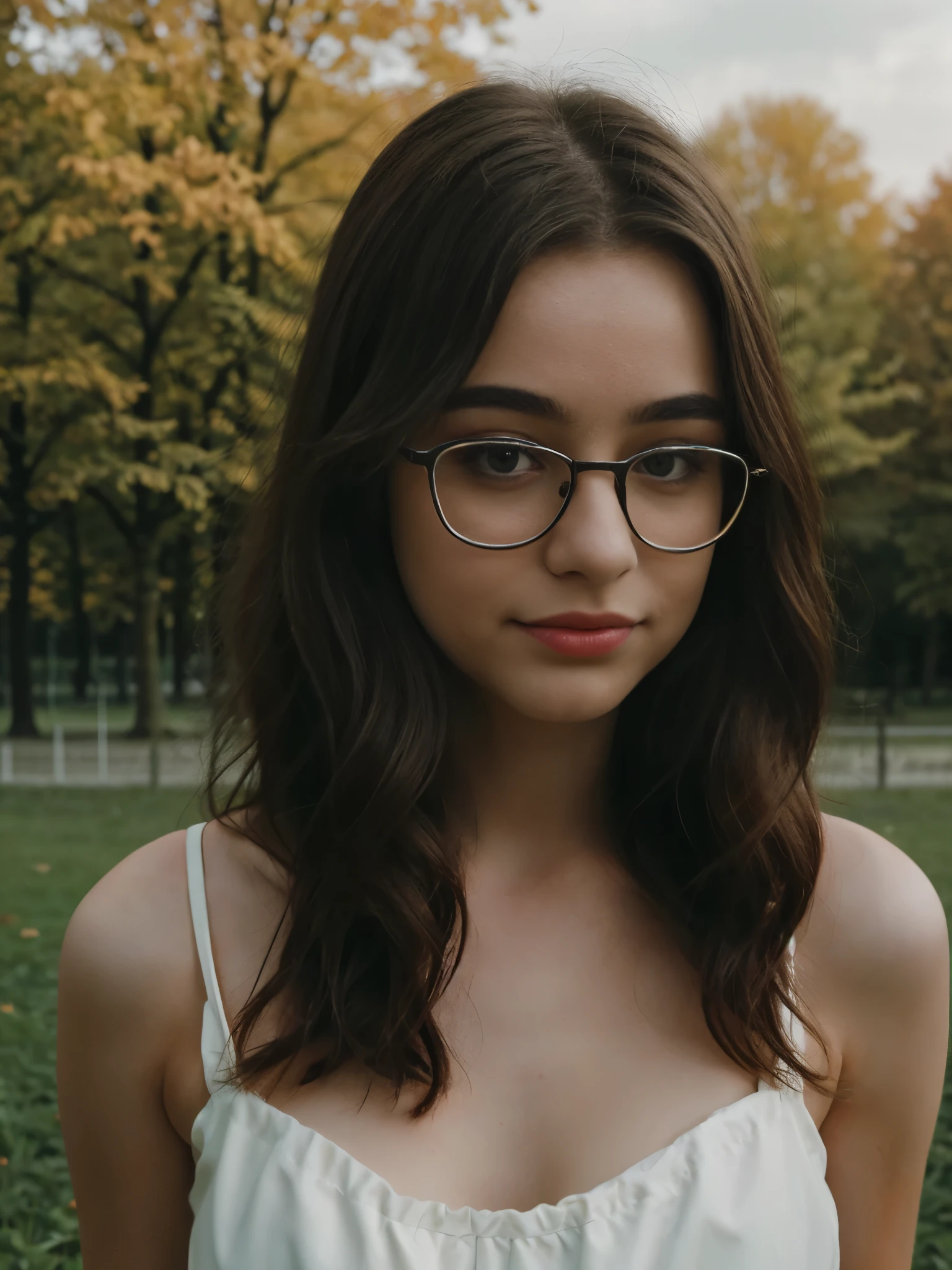 1girl, sweet cute girl in a park, reifes Weibchen, Meisterwerk, Herrin, goddess,kurzes Haar ,((violettes Haar)),glasses