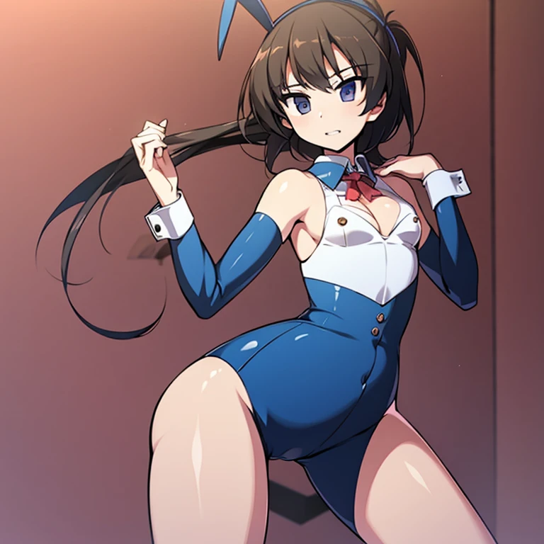 Girl, short, flat chest, bunny girl suit