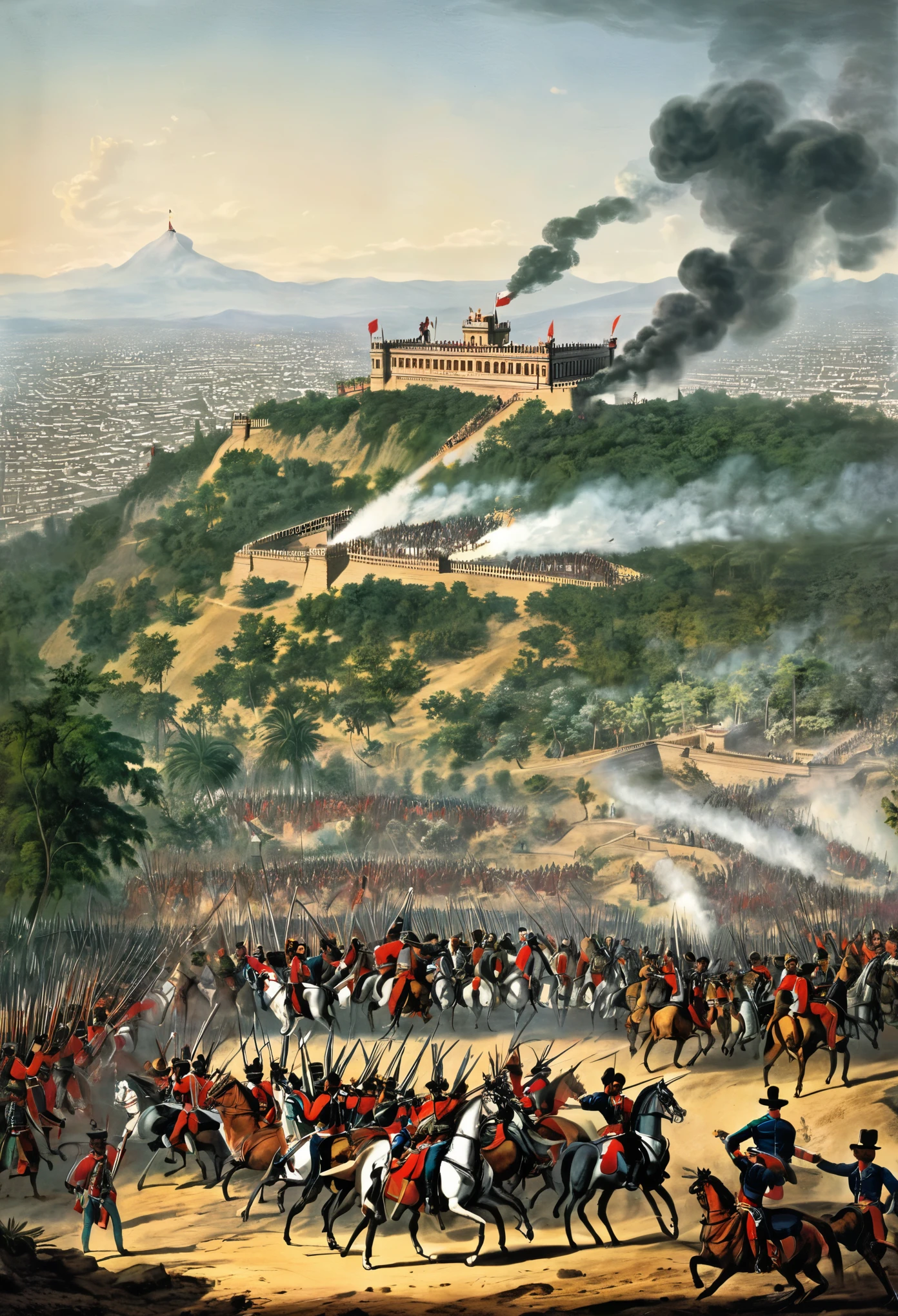 Battle at Chapultepec Castle in Mexico in 1847 