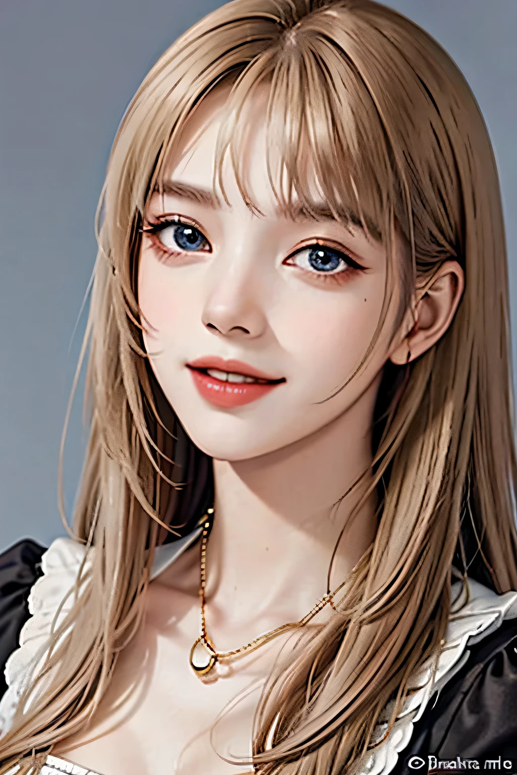 18 year old beautiful girl, Big eyes, big breasts, and thin, 8K, highest quality, (Highly detailed head: 1.0), (highly detailed face: 1.0), (very fine hair: 1.0), Maid clothes, Highly detailed official artwork, anime moe art style, clean detailed anime art, smile, golden hair, Smooth long hair,erect nipples