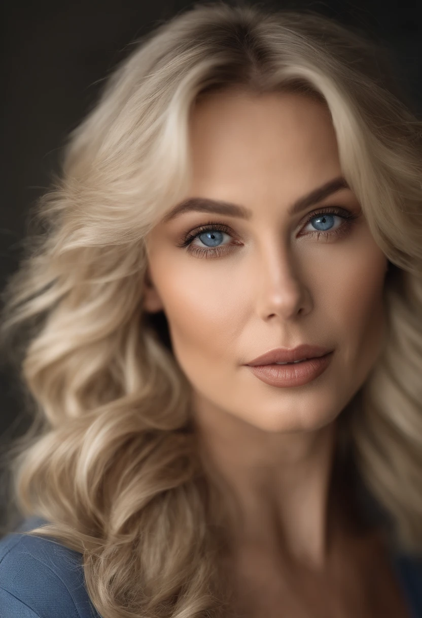 pretty blonde woman 40 years old, well dressed, fille sexy aux yeux bleus, ultra realistic, meticulously detailed, Portrait de Sophie Mudd, cheveux blonds et grands yeux, Olivia Dunné, sans maquillage, maquillage naturel, regarder directement la caméra, visage avec artgram, maquillage subtil, superbe photo de tout le corpsbuste de taille