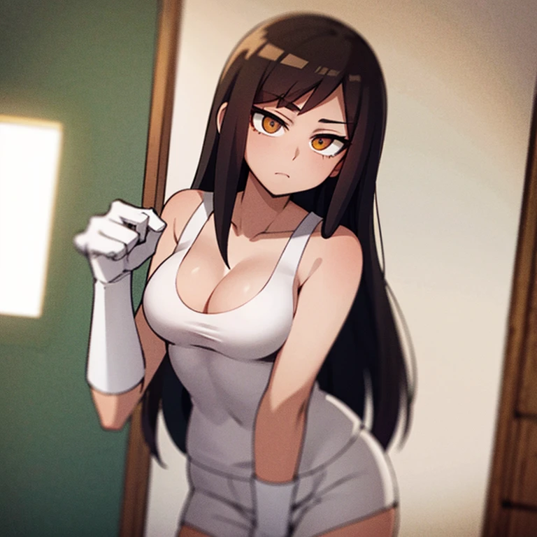 estilo: My hero academia
color de ojo:dorado
cabello:long brown with skin-colored bangs:blanca
mujer
cuerpo completo
Con izuku mirdoriya
