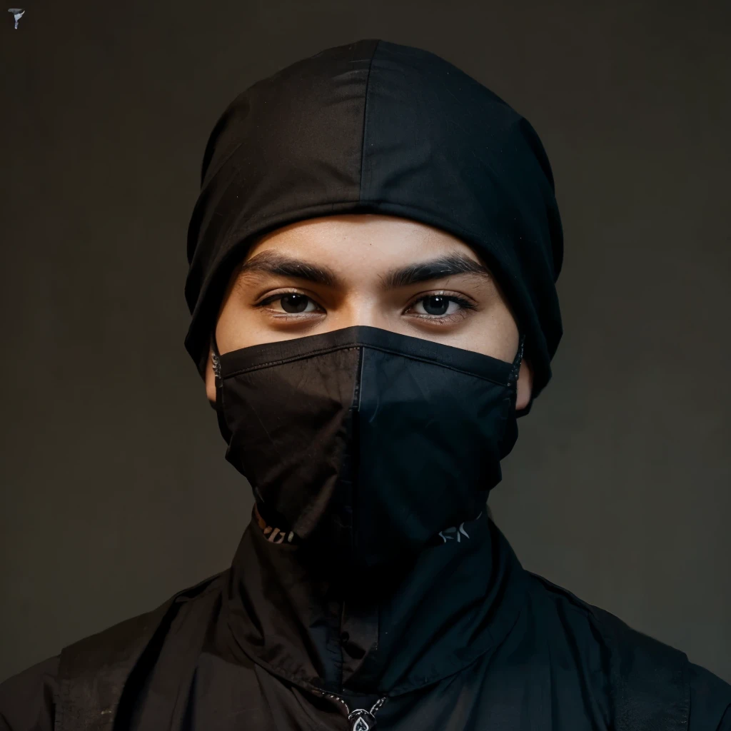 A ninja boy written Timilehin on his cloth with a mask that cover it face