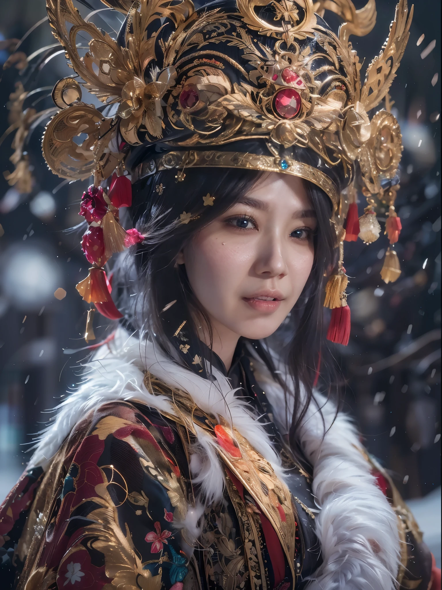Beautiful asian girl with blue eyes, no teeth showing, red lips, Her eyes shone like dreamy stars, glowing eyes, beautiful and detailed eyes, RAW photo,(high detailed skin:1), (realistic, photo-realistic:1.40), ultra high resolution, professional lighting , 8k uhd, dslr , high quality, film grain, Fujifilm XT3, RAW photo,, RAW photo,(high detailed skin:1), (realistic, photo-realistic:1.40), ultra high resolution, professional lighting , 8k uhd, dslr , high quality, film grain, Fujifilm XT3, RAW photo,