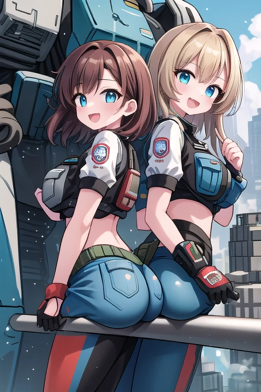 2 ragazze diverse viste da dietro,ass support,guardandole da dietro,large full ass,large full breasts,felice di stare con te,enorme culo,enormi tette,ultra-highres, ultra-detailed, best quality,perfect hands,2 ragazze,2 Titanfall 2 pilots uniform girls,hi-fi city background,2 girls,Titanfall 2 helmets,happy face,:D,2 girls

