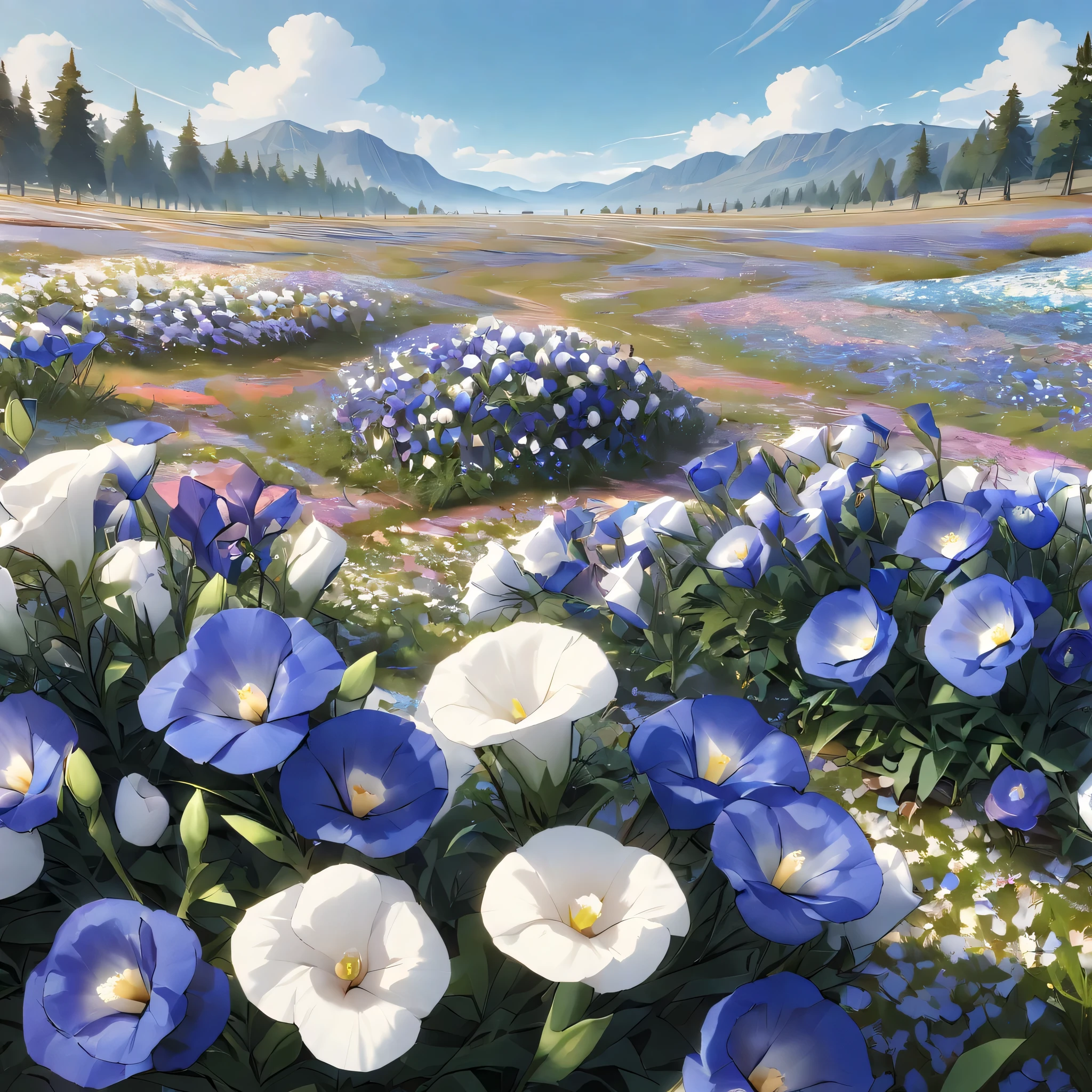 masterpiece, best quality, very aesthetic, absurdres, intericate deteiled,
(Illustrations of plants and flowers, no trees, only flowers), Spectacular scenery, spectacular views,
Lisianthus flower field in full bloom, Bright blue Lisianthus, animation, flower field, gentle breeze,
(Prairie, flat land), (Flowers all over: 1.3)