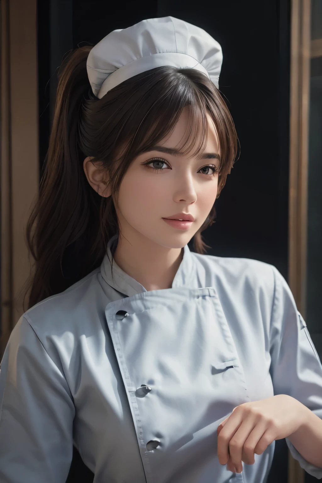 (chef-d'artwork:1.3), (8K, photorealistic, Photo brute, best quality: 1.4), (1fille), beau visage, (realistic face), (cheveux noirs, cheveux courts:1.3), belle coiffure, Realistic eyes, Beautiful detailed eyes, (realistic skin), belle peau, (pull-over), absurdes, attractif, ultra haute résolution, ultra realistic, Very detailed, nombre d'or