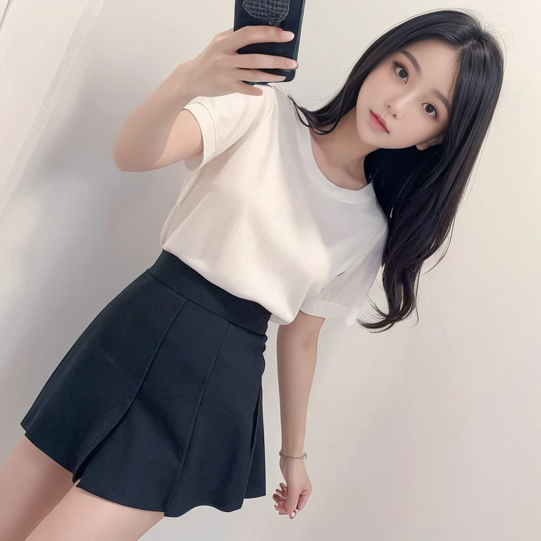 Fine details, high resolution, high quality、Perfect dynamic composition, Beautiful and delicate eyes, Bob Hairstyle, Natural lipstick, Full Body Love、1 female、Long skirt、Shibuya、College age、Thighs exposed、Path along the river
