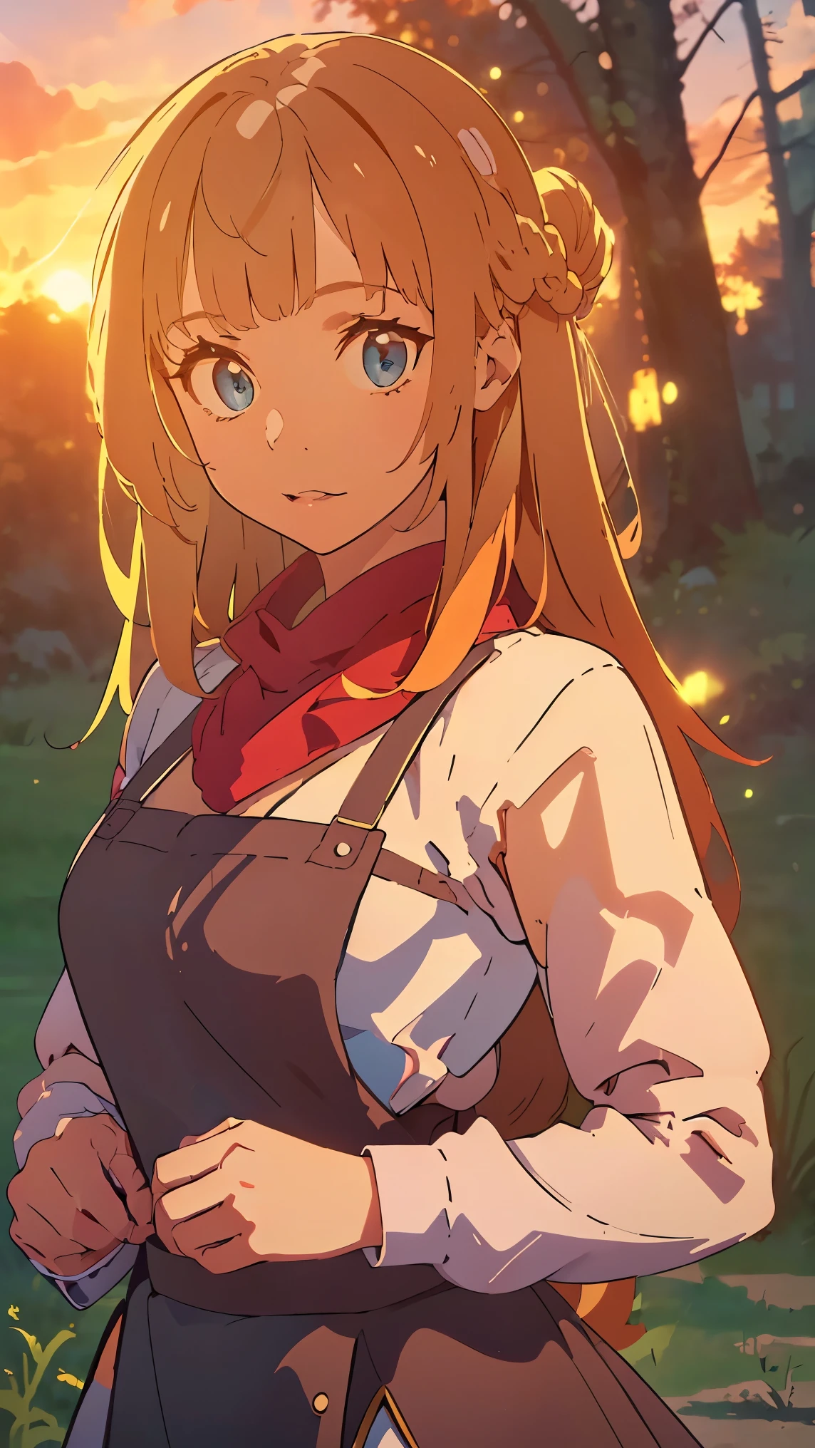 Girl1,(Pinafore Dress),(Stand in a public park),Highly detailed ,8K wallpapers،Highest quality, high resolution, beautiful lighting, realistic shadow, high resolution،(highly detailed, detailed faces and eyes, realistic eyes,full body,Looking at the viewer,cowboy shot)