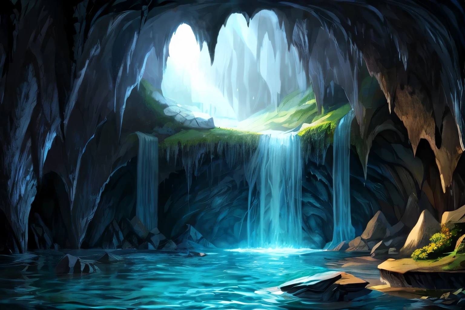 cave, flooded cave, cave with water inside