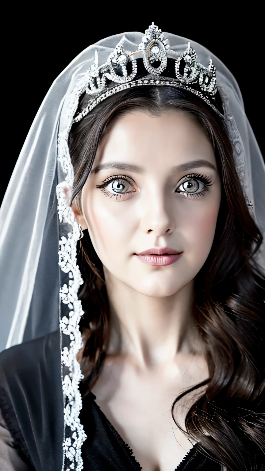 Aly Michalka, wearing veil bride costume transparent. professionally retouched, soft lighting, realistic, smooth face, perfect eyes, sharp focus on eyes, 8 k, high definition, insanely detailed, intricate, elegant. be in front of the Disney castle.