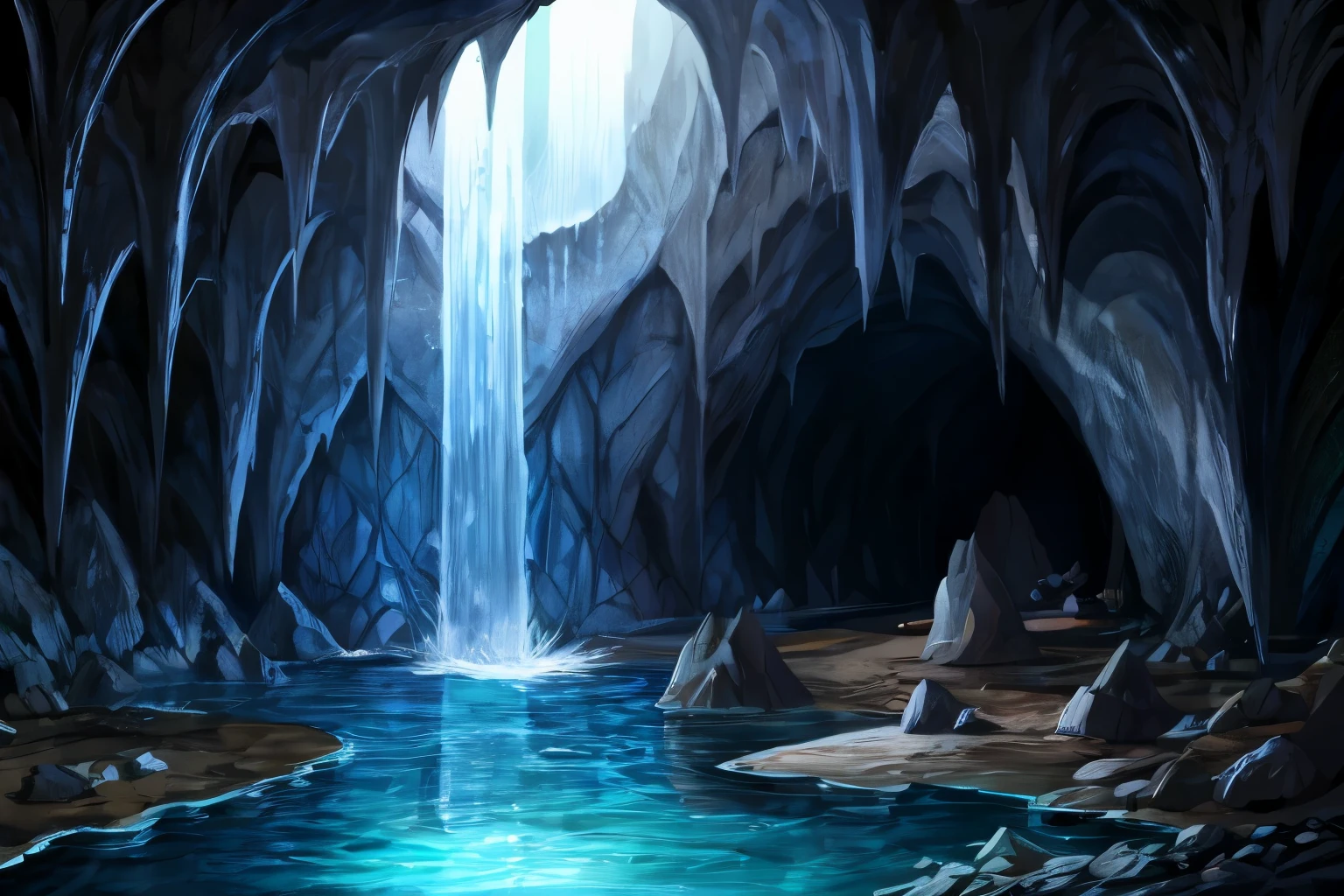 cave, flooded cave, cave with water inside