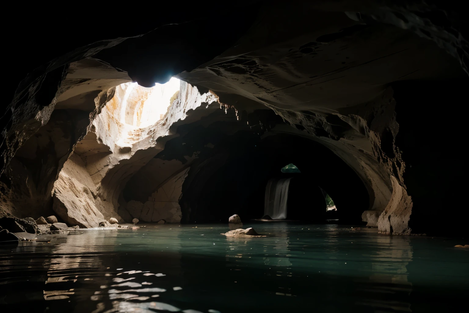 cave, flooded cave, cave with water inside