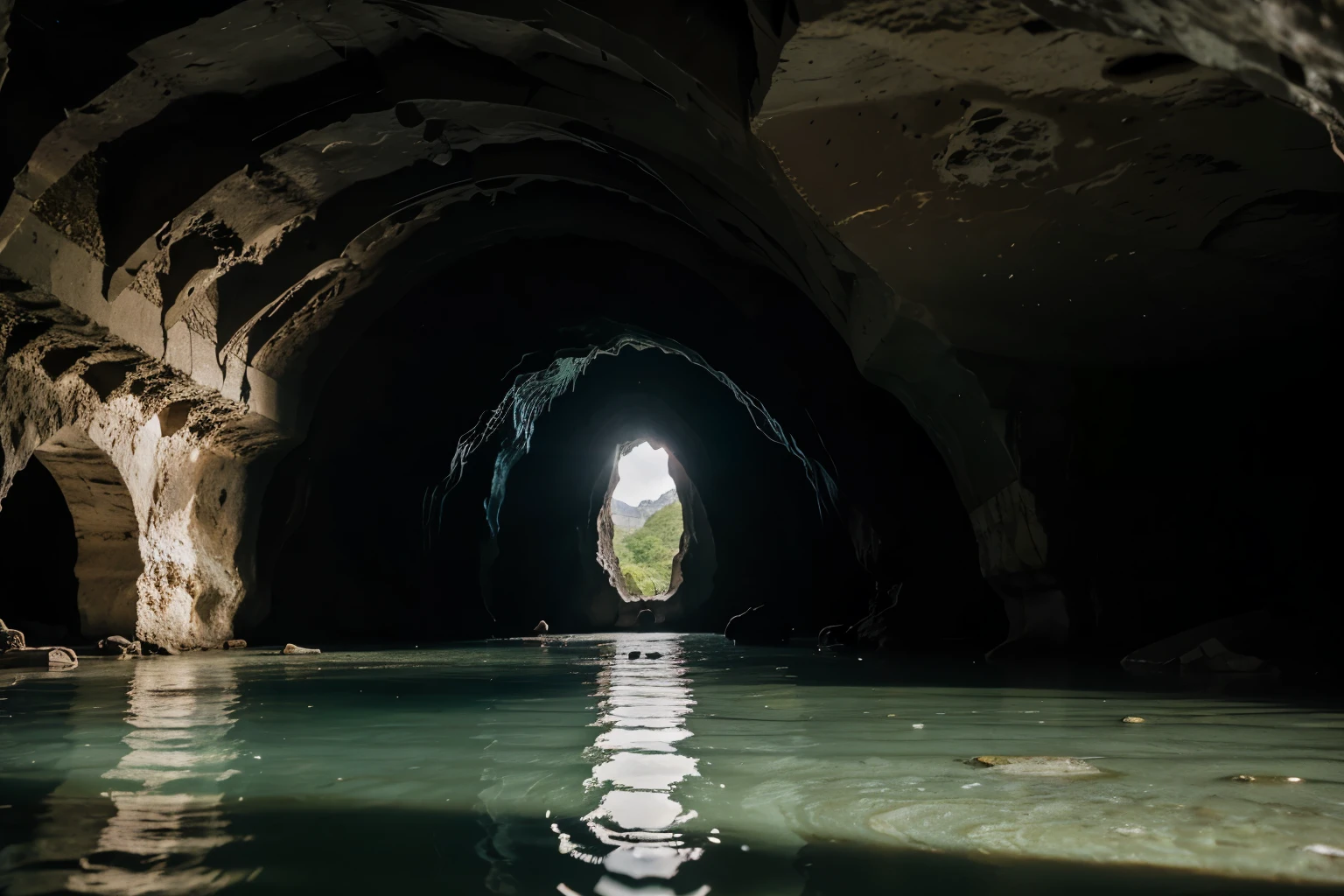 cave, flooded cave, cave with water inside