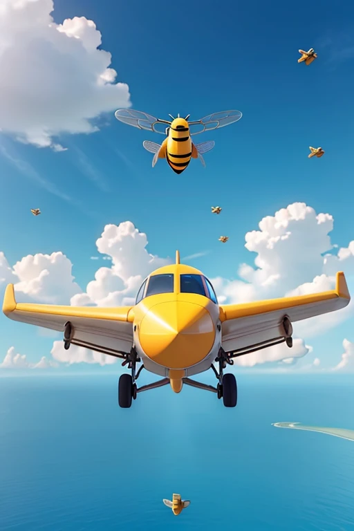 plane flying in the sky with your bee friend