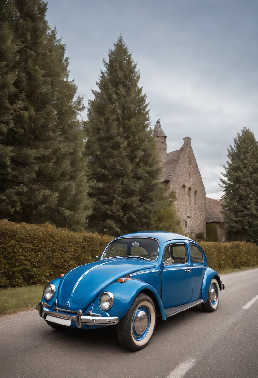 there is a blue car that is parked on the side of the road, beetle, beetle-inspired, classic car, classic cars, kodakchrome : : 8 k, nice colors, wide body, desktop background, lowrider style, with cool headlights, vintage car, amazing wallpaper, beatle, vintage cars, vw bus on a street, beetles