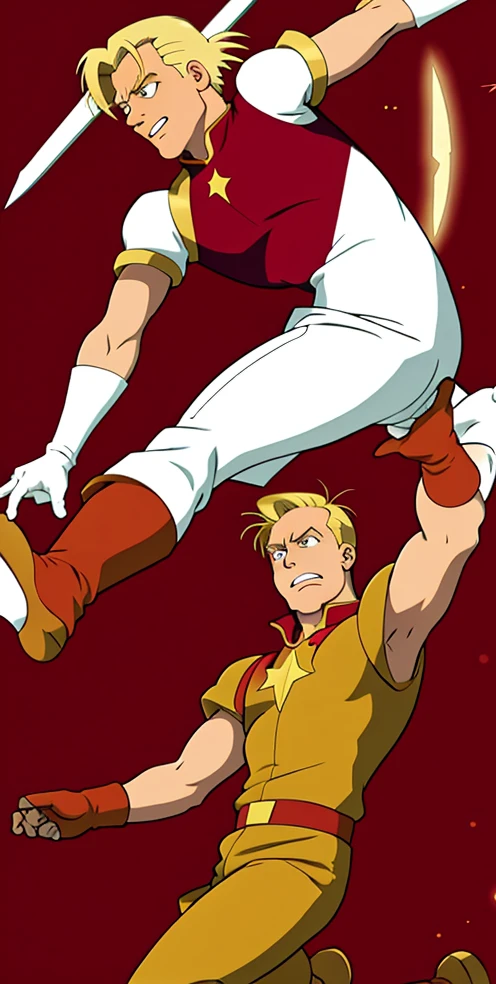 Zapp Brannigan hold two knife jumping on Air, Style of Jennifer L. Holm