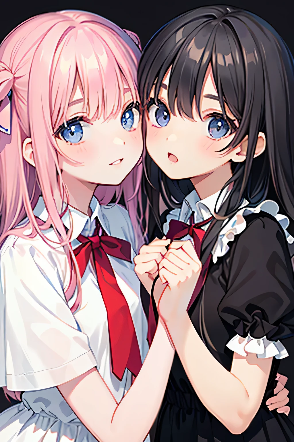 Two girls flirting、Two people who love each other、kindness、oxytocin、Groping the body、body licked、high quality、masterpiece、(6 )Love comedy、(uniform、mini skirt、My clothes are transparent and I can see my chest、black color、red)、luxury hotel、Two are lovers、on the bed、Licking the buttocks、lick the hidden part、、twin tails、big butt、Strongly rubs my chest from behind、rub your chest