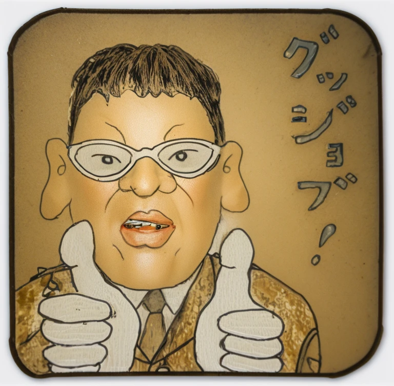 smile, open your mouth, balanced eyes, Big eyes,
(Top quality details: 1.2), realistic, 8K high resolution, Super detailed, high quality texture, intricate details, Detailed CG, An old man wearing white plastic glasses, The color of skin burned by fire, nice, realistic