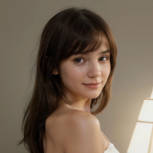 masterpiece, Best Quality, 8K, 1 girl, 20 year old, cute little, Solo, Arch Smile, Cute, Girly, Delicate girl, Neat and clean beauty, Raw photo, Professional Photography, Portrait, Soft light, Professional Lighting, Back lighting, Upper body, look forward to your eyes, Sophisticated.
Film grain, (Eyes and faces with detailed:1.0),
Short-length floating hair, Beautiful flowing hair, Bangs, innocent